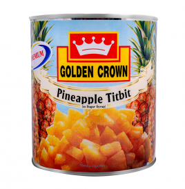 Golden Crown Pineapple Titbit In Sugar Syrup  Tin  840 grams